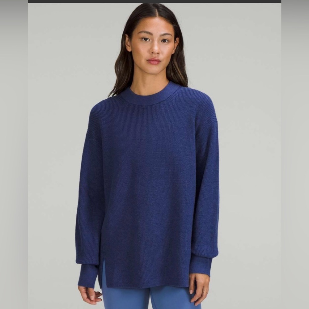 Lululemon Merino Wool-Blend Ribbed Crewneck Sweater
Heathered Psychic large - Picture 2 of 6